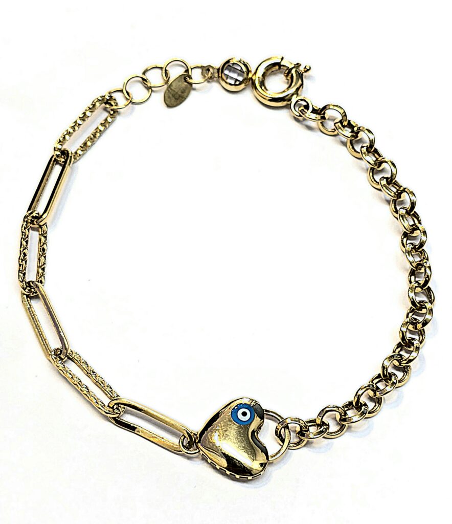 צמיד זהב 14 קראט לבן עין קולקציה חדשה gbbhz15