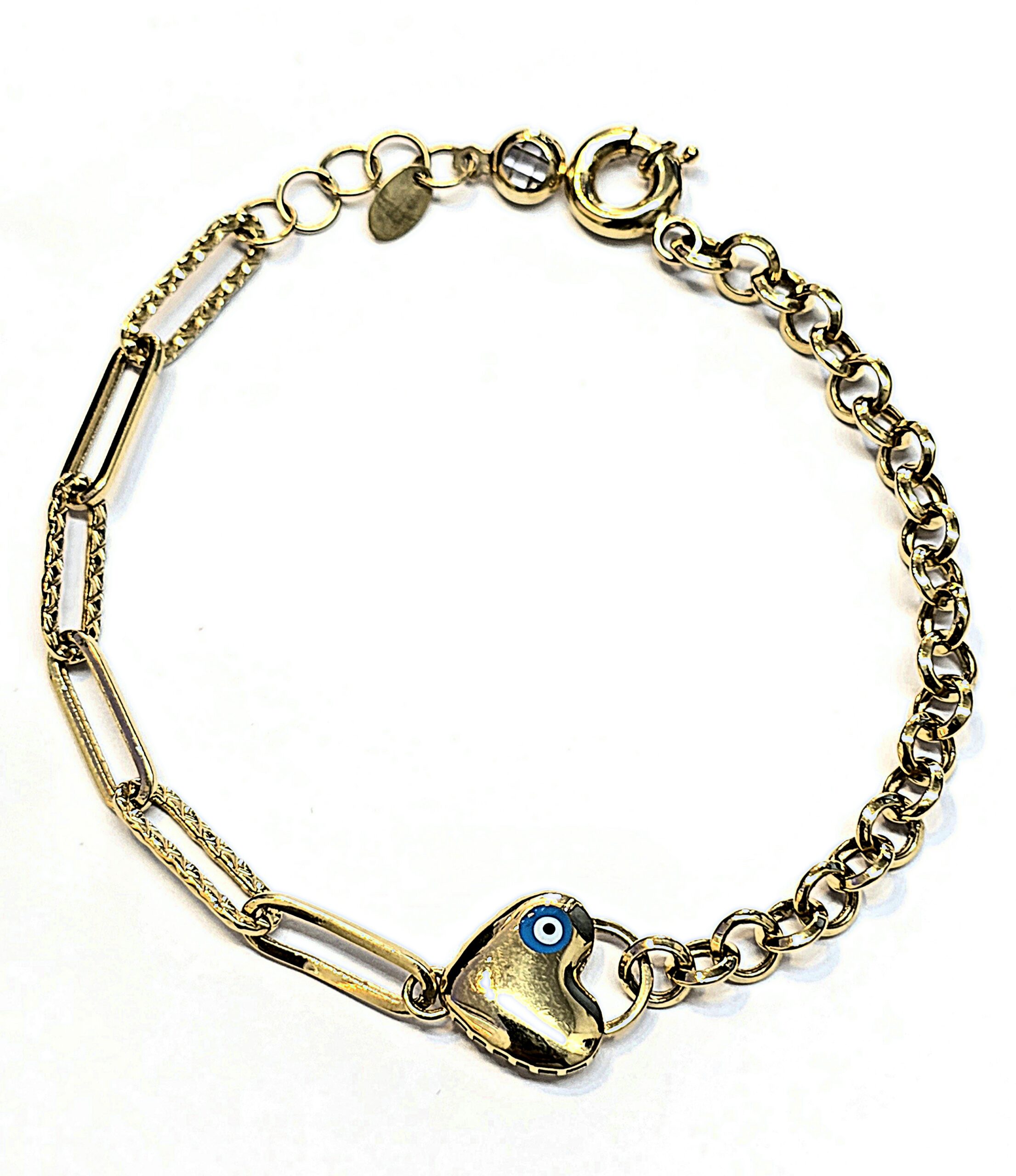 צמיד זהב 14 קראט לבן עין קולקציה חדשה gbbhz15