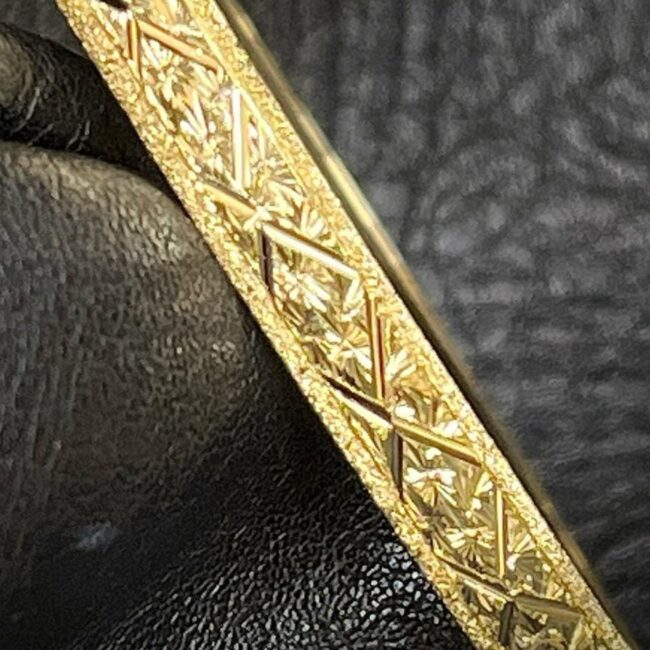 צמיד זהב צהוב 14 קראט חריטות לייזר איקסים קולקציה חדשה gb300