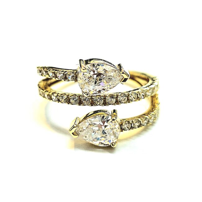 טבעת יהלומי מעבדה טיפה 14 קראט משובצת 1.3 קראט DRTIP