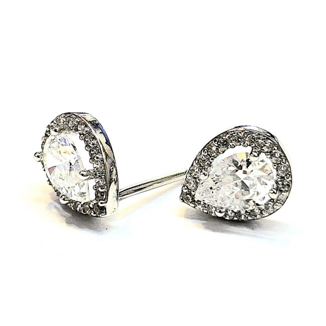 עגילים צמודים יהלומי מעבדה 1.5 זהב לבן 14 קראט