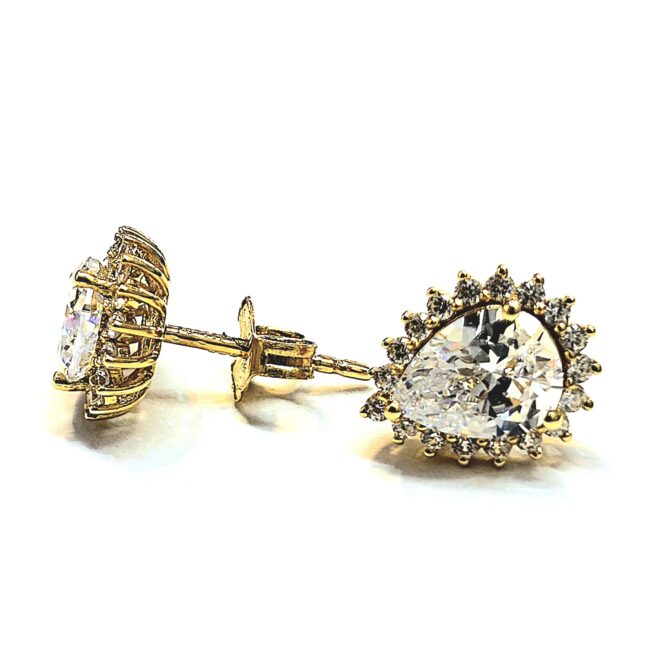 עגיל יהלום מעבדה זהב 14 קראט טיפה צמוד קולקציה חדשה egtip3