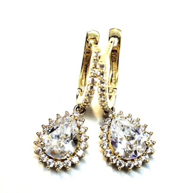 עגילי יהלומי מעבדה תלויים זהב 14 קראט טיפה קולקציה חדשה eglab7