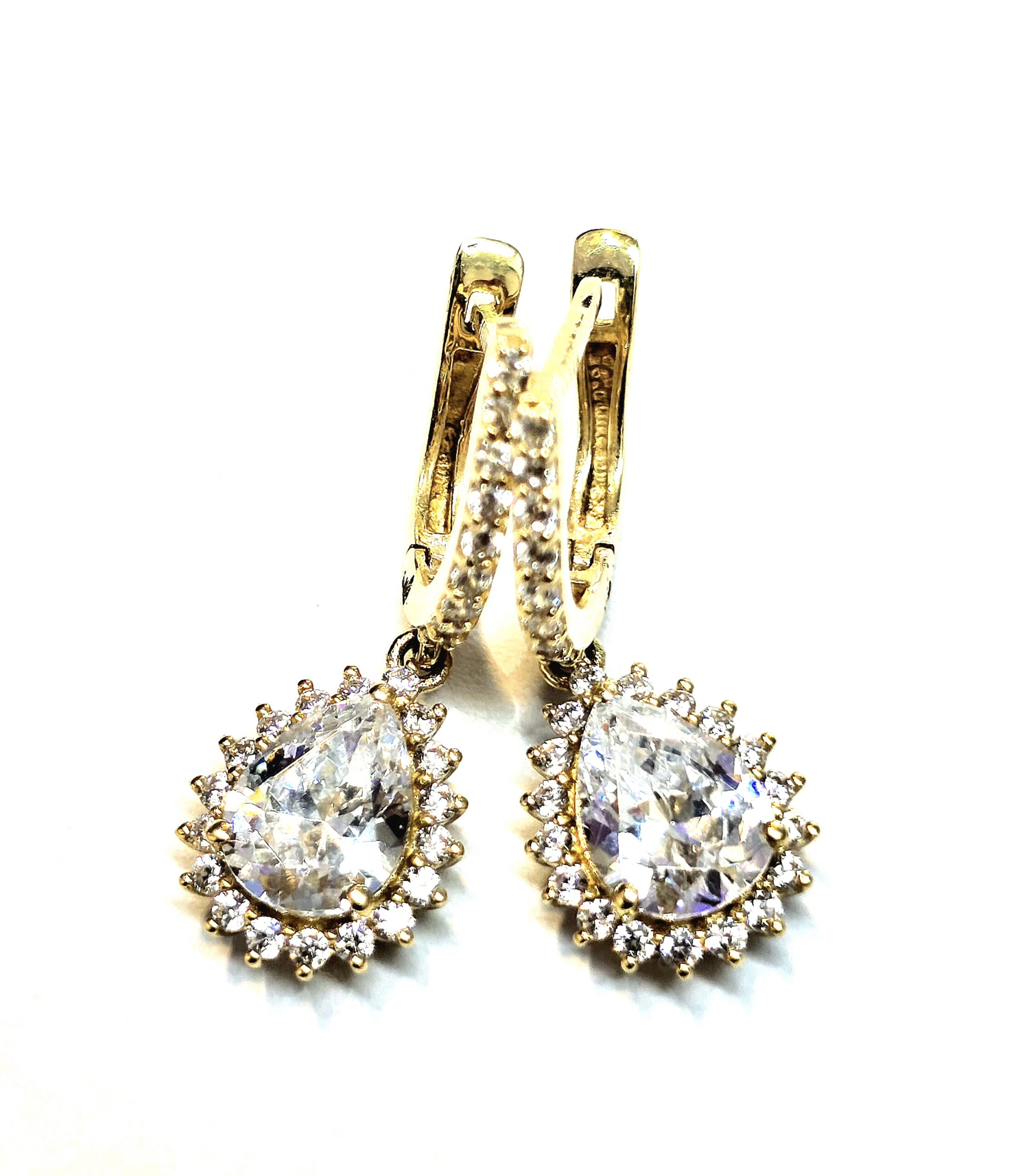 עגילי יהלומי מעבדה תלויים זהב 14 קראט טיפה קולקציה חדשה eglab7