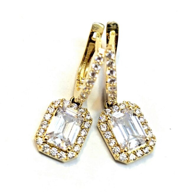 עגילי יהלומי מעבדה משובצים 2 קראט יהלומים זהב 14 קראט EDG7