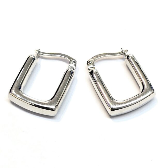 עגילי זהב לבן 14 קראט מרובעים תלויים קולקציה חדשה EGBHZ2