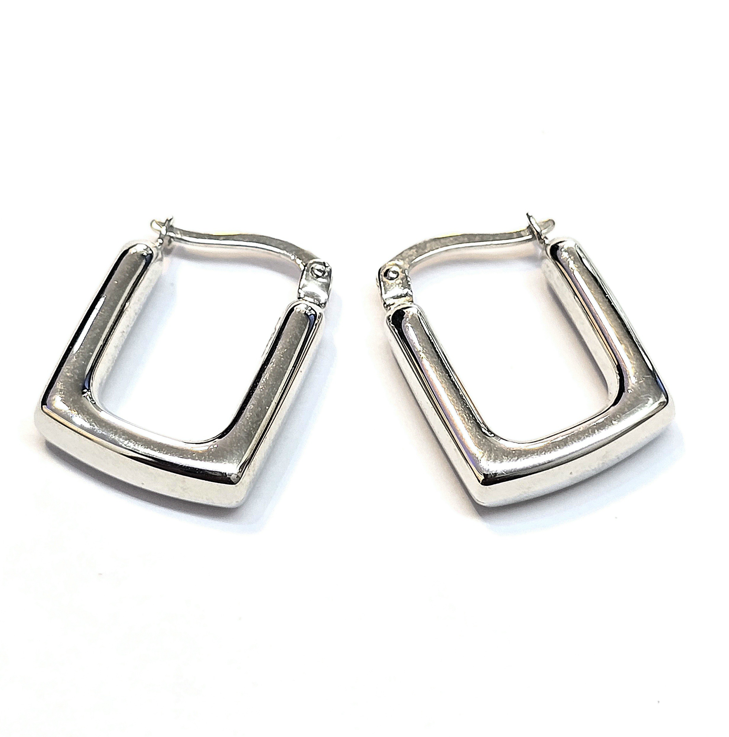 עגילי זהב  לבן 14 קראט מרובעים תלויים קולקציה חדשה EGBHZ2