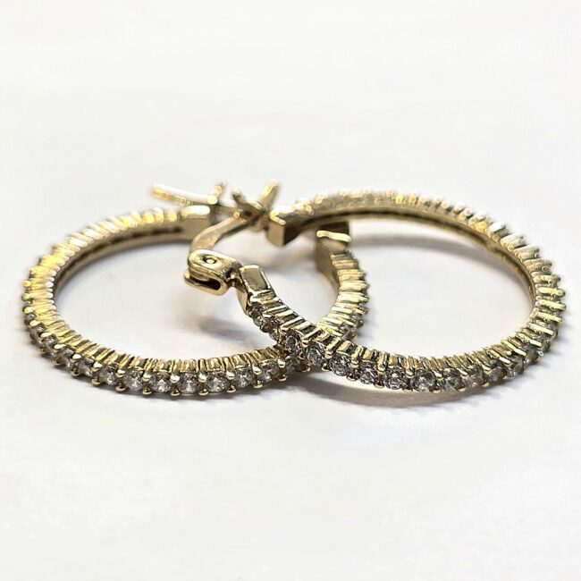 עגילי זהב חישוק 14 קראט משובצים קולקציה חדשה EGBHZ3