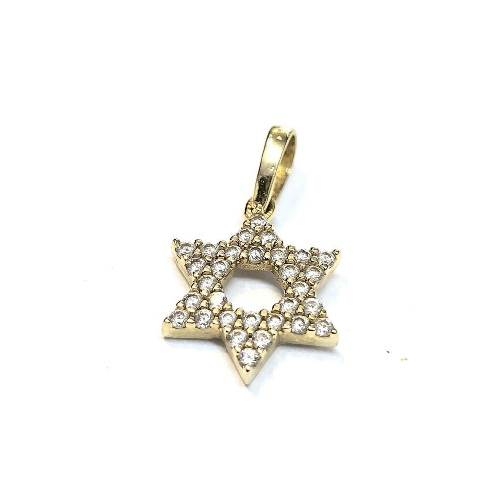 תליון מגן דויד זהב 14 קראט משובץ זרקונים קולקציה חדשה tgbh765