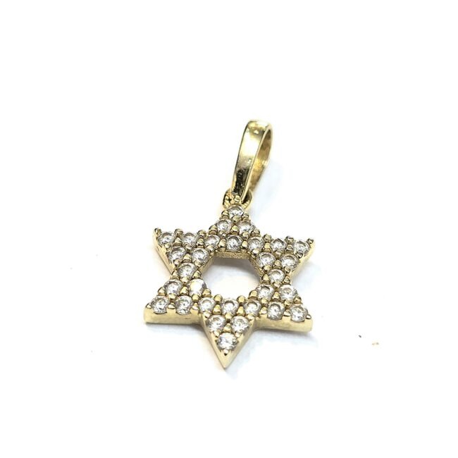 תליון מגן דויד זהב 14 קראט משובץ זרקונים קולקציה חדשה tgbh765