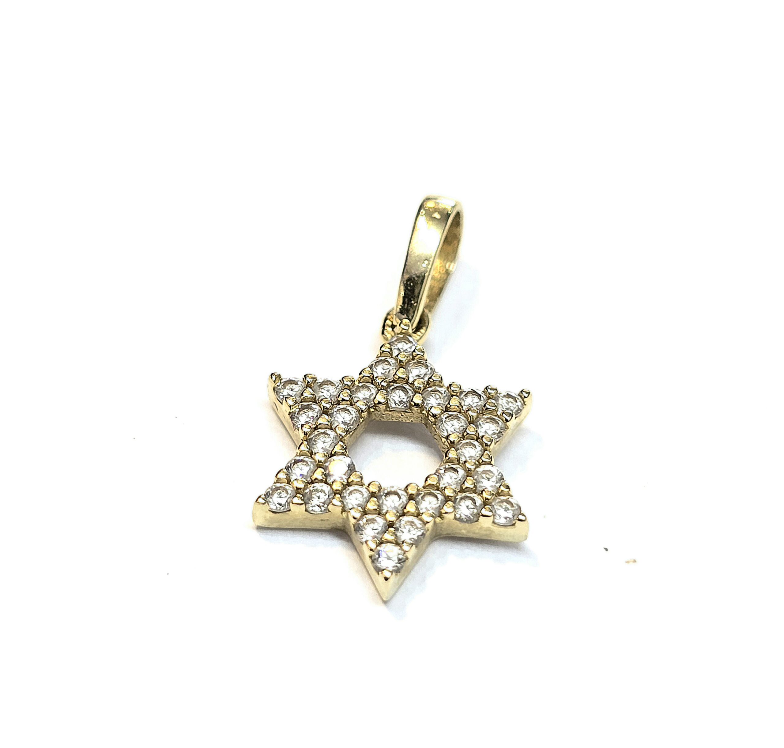 תליון מגן דויד זהב 14 קראט משובץ זרקונים קולקציה חדשה tgbh765