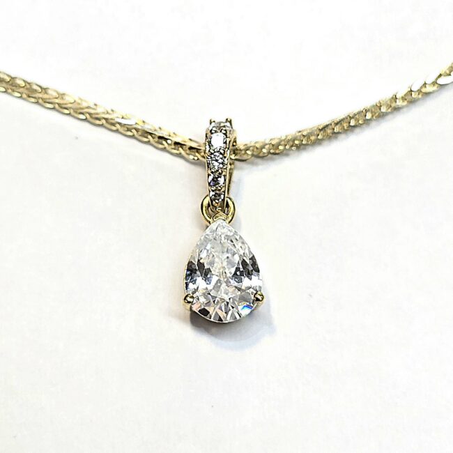 שרשרת זהב 14 קראט + תליון יהלומי מעבדה משובץ חצי קראט טיפה tglb78