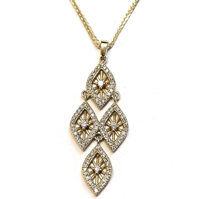 שרשרת יהלומים זהב 14 קראט משובצת 0.35 קראט קולקציה חדשה tdbhtil