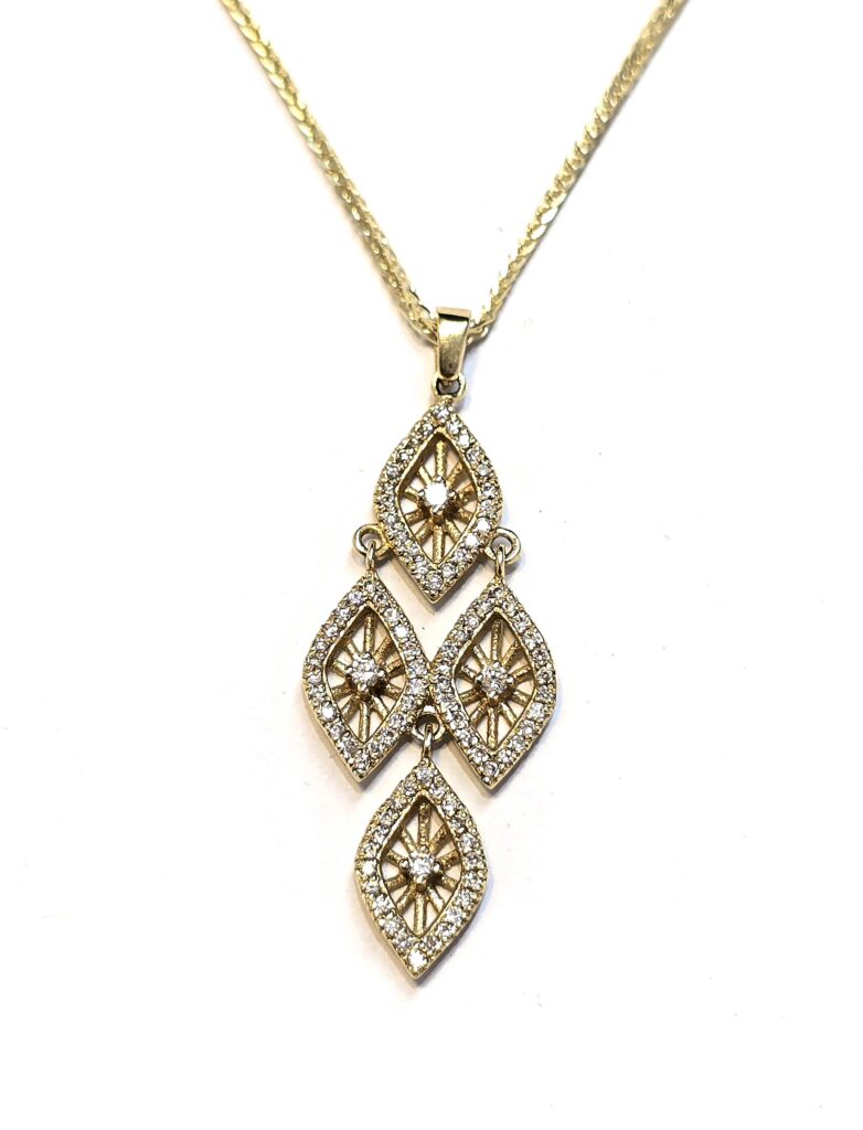 שרשרת יהלומים זהב 14 קראט משובצת 0.35 קראט קולקציה חדשה tdbhtil