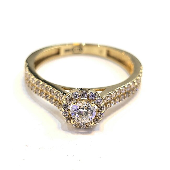 טבעת זהב 14 קראט משובצת יהלום מעבדה 0.40 קראט grmb11