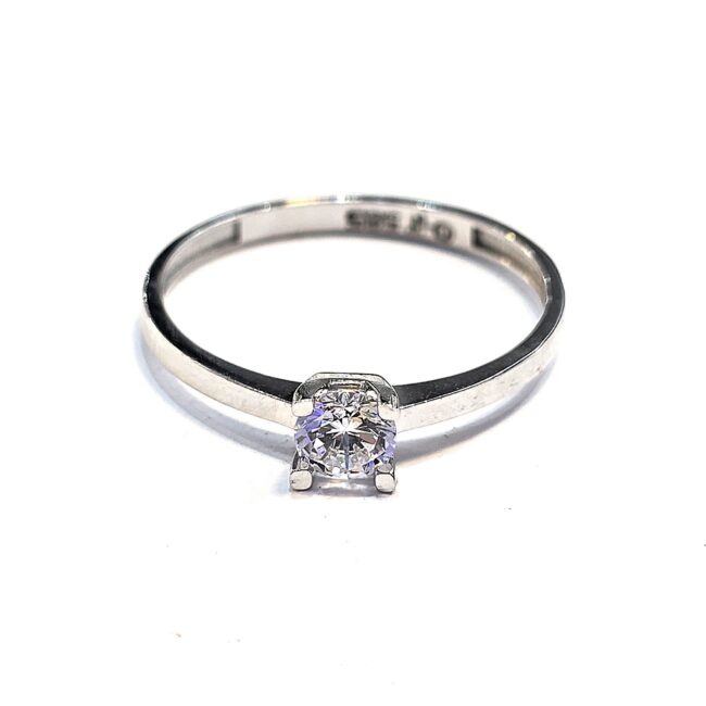 טבעת זהב לבן 14 קראט משובצת יהלום מעבדה 0.20 קראט grwt