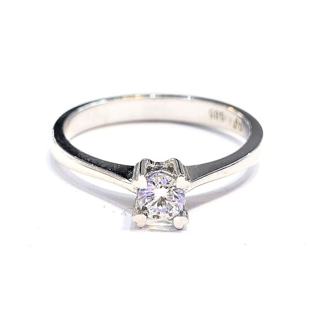 טבעת זהב לבן 14 קראט משובצת יהלום מעבדה 0.20 קראט grmbzzz