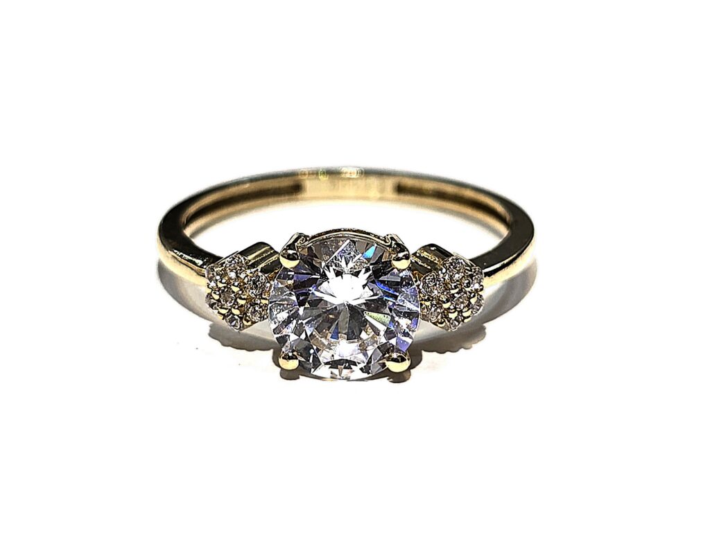 טבעת זהב צהוב 14 קראט משובצת יהלום מעבדה מרכזי 0.80 קראט grnb7878