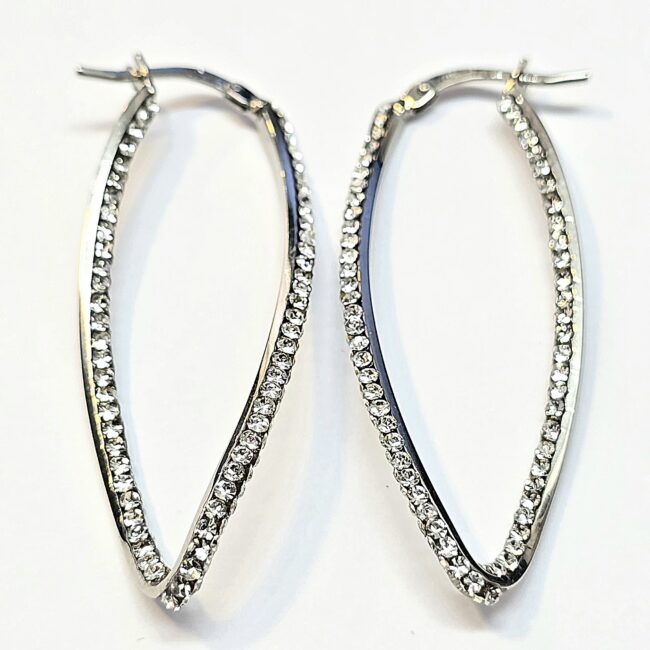 חישוקי זהב לבן 14 קראט גדולים משובצים קולקציה חדשה grbh76