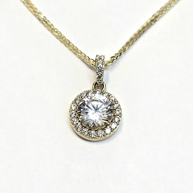 תליון זהב 14 קראט משובץ זרקונים ואבן מרכזית קולקציה חדשה ומיוחדת ghjk90