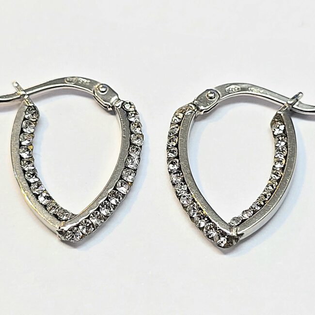 עגילי זהב לבן 14 קראט משובץ זרקונים קולקציה חדשה tttl7