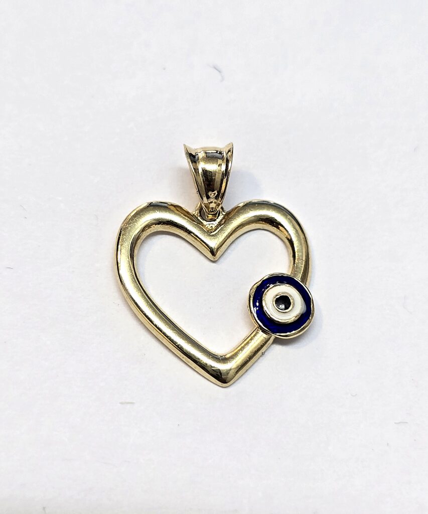 תליון לב משולב עין חמסה זהב צהוב 14 קראט קולקציה חדשה gsdf888