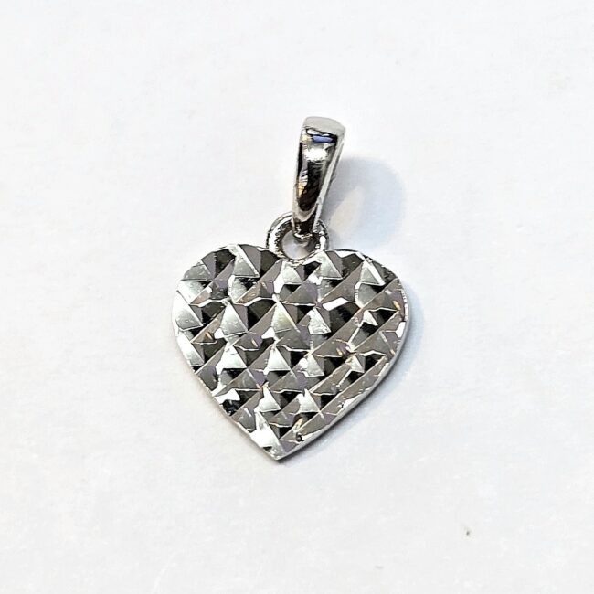 תליון לב זהב לבן 14 קראט חריטות לייזר קולקציה חדשה fdsa1234