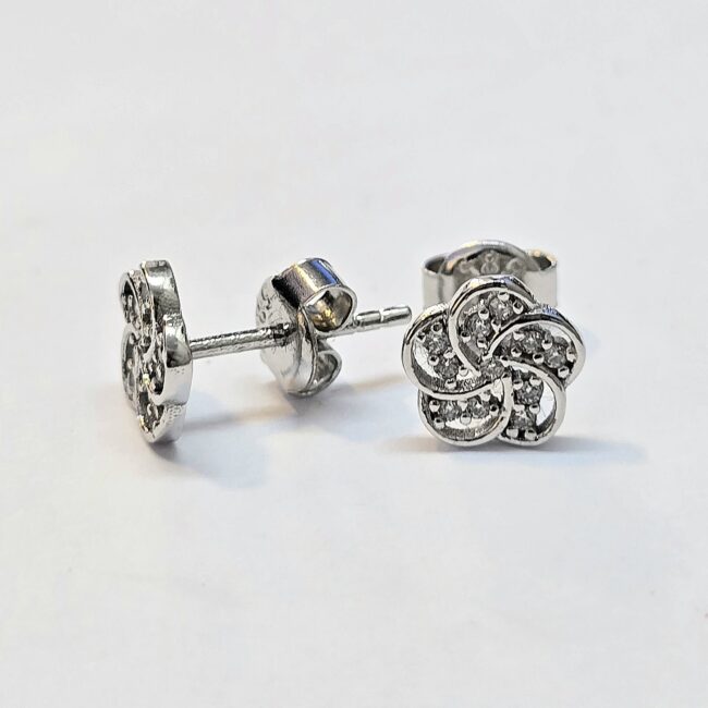 עגילי זהב לבן 14 קראט פרח קולקציה חדשה opvv55