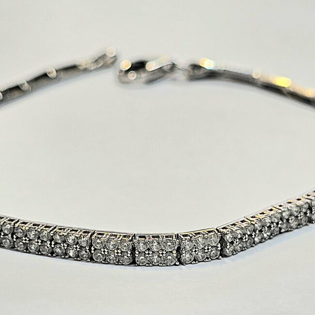 צמיד זהב לבן משובץ זרקונים 14 קראט קולקציה חדשה Tza9