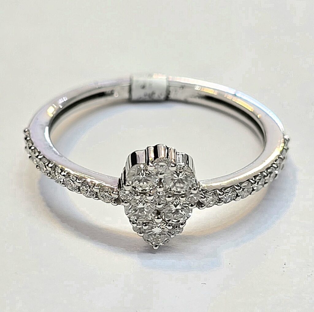 טבעת אירוסין יהלומים טבעיים טיפה זהב 14 קראט bhd11