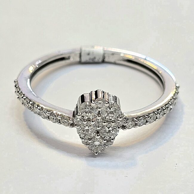 טבעת אירוסין יהלומים טבעיים טיפה זהב 14 קראט bhd11