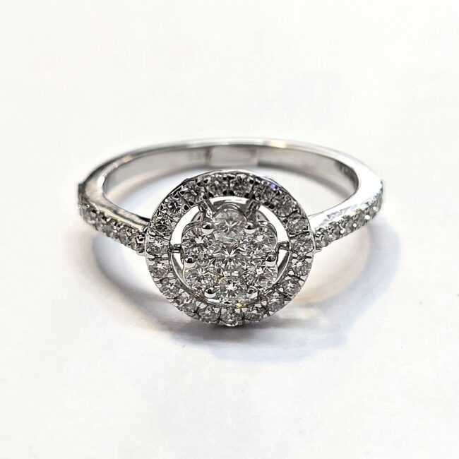 טבעת יהלומים טבעיים זהב לבן 14 קראט קולקציה חדשה bhd1011