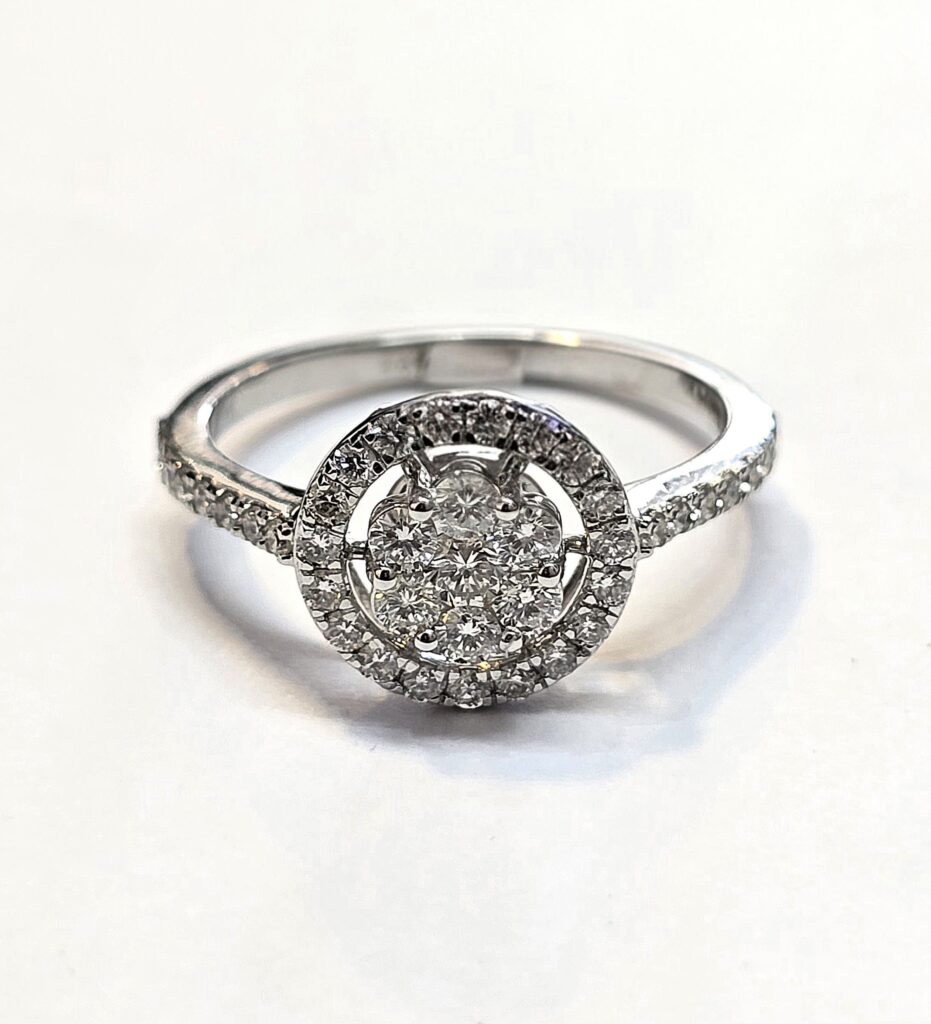 טבעת יהלומים טבעיים זהב לבן 14 קראט קולקציה חדשה bhd1011