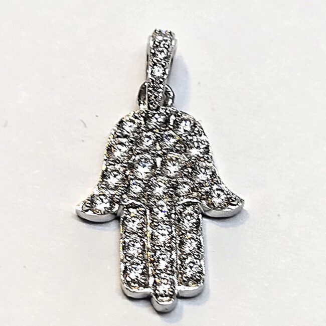 תליון חמסה זהב לבו 14 קראט משובץ זרקונים קולקציה חדשה Gt102