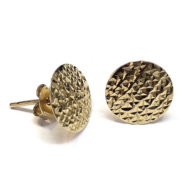 עגילי זהב עיגול 14 קראט חריטות לייזר קולקציה חדשה Ge200