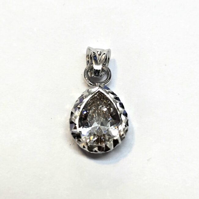 תליון זהב 14 קראט זהב לבן משובץ זרקון טיפה קולקציה חדשה TALI100