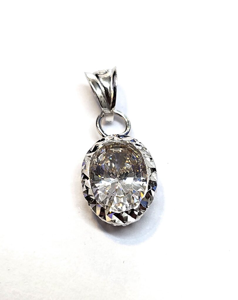 תליון זהב לבן 14 קראט משובץ זרקון מרכזי קולקציה חדשה ZARGOL67