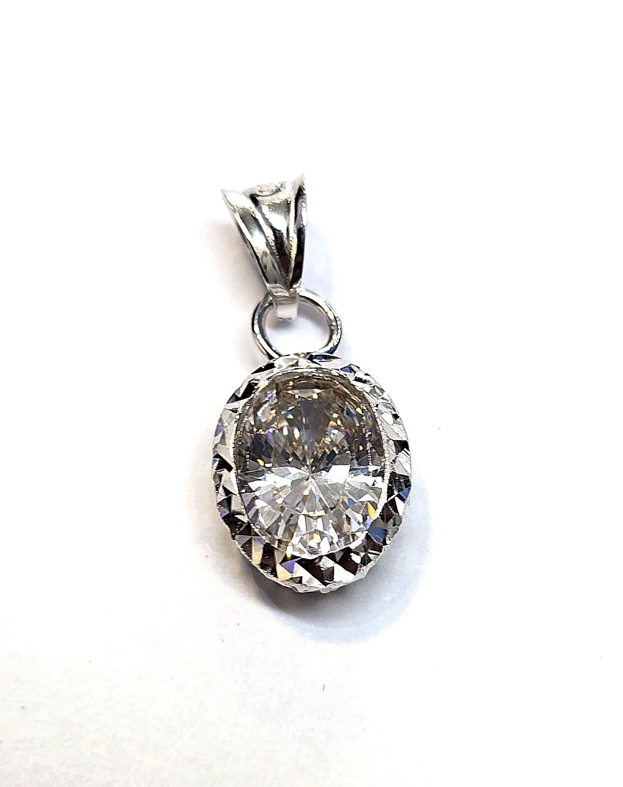 תליון זהב לבן 14 קראט משובץ זרקון מרכזי קולקציה חדשה ZARGOL67