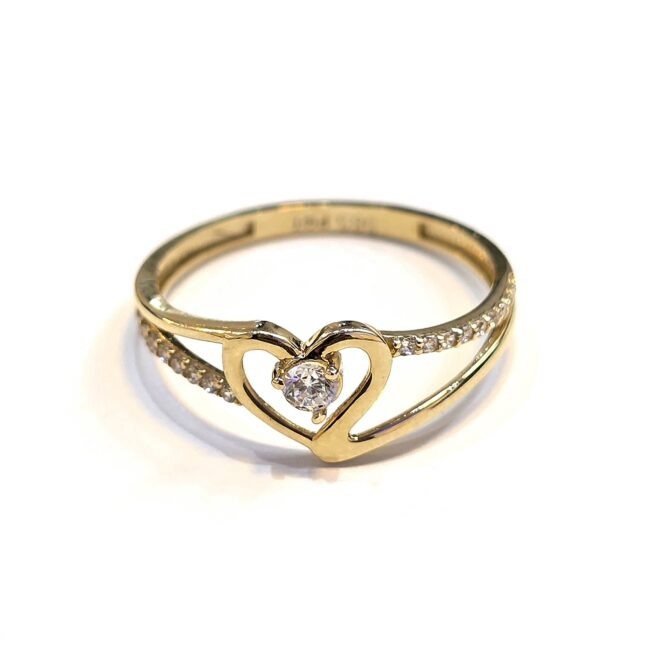 טבעת זהב 14 קראט לב זרקון קולקציה חדשה GRTT989