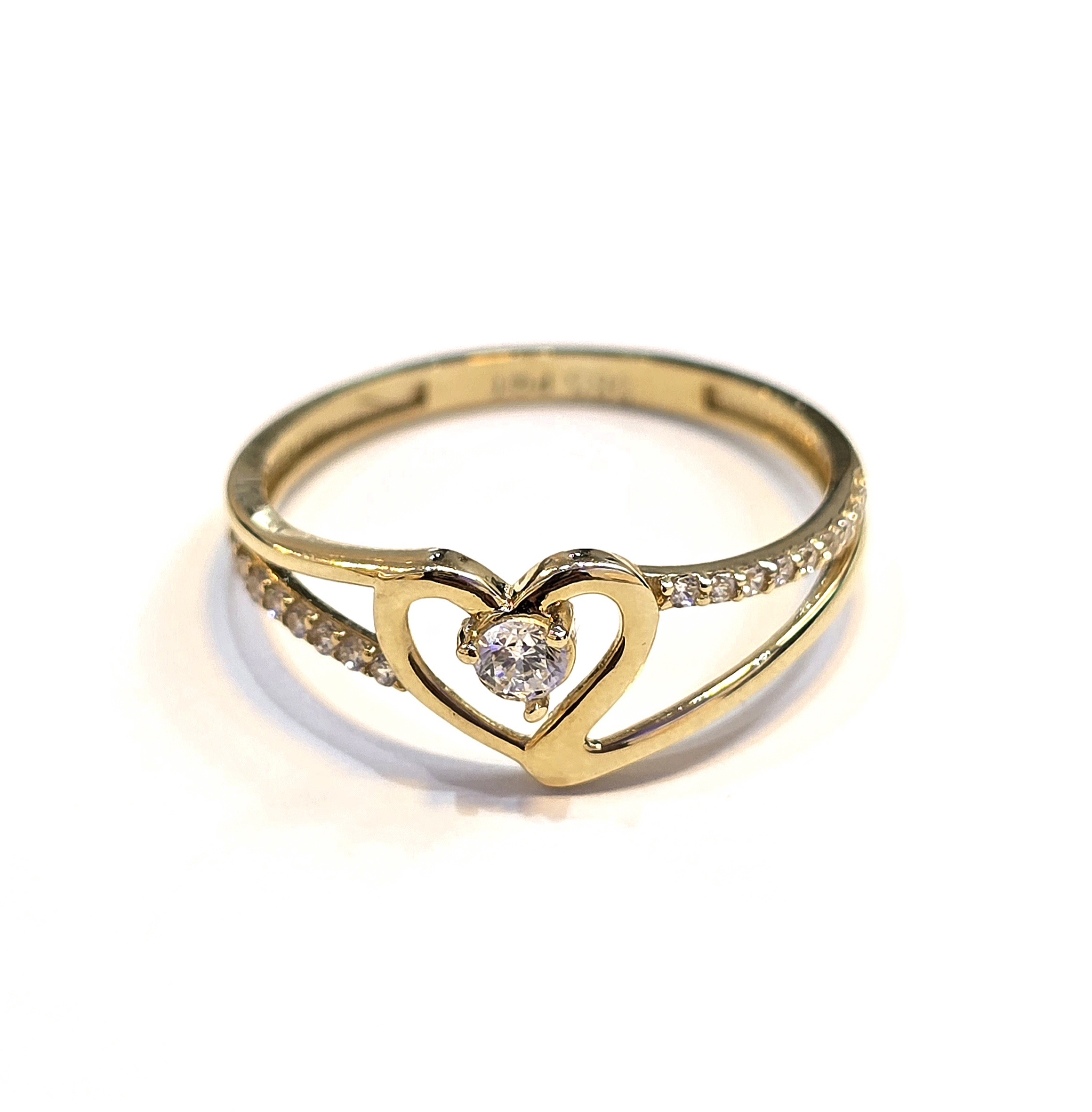 טבעת זהב 14 קראט לב זרקון קולקציה חדשה GRTT989