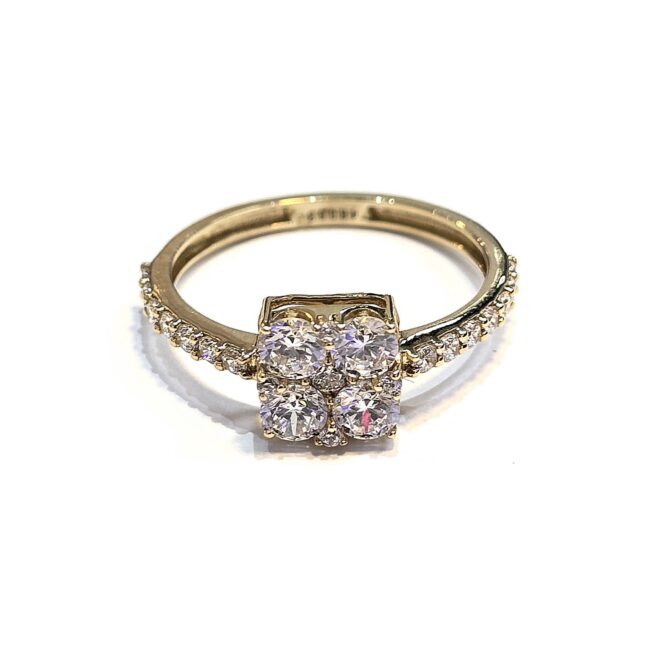 טבעת זהב 14 קראט משבצת זרקונים קולקציה חדשה GRTT878