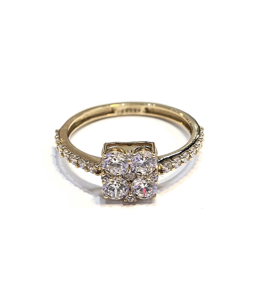 טבעת זהב 14 קראט משבצת זרקונים קולקציה חדשה GRTT878