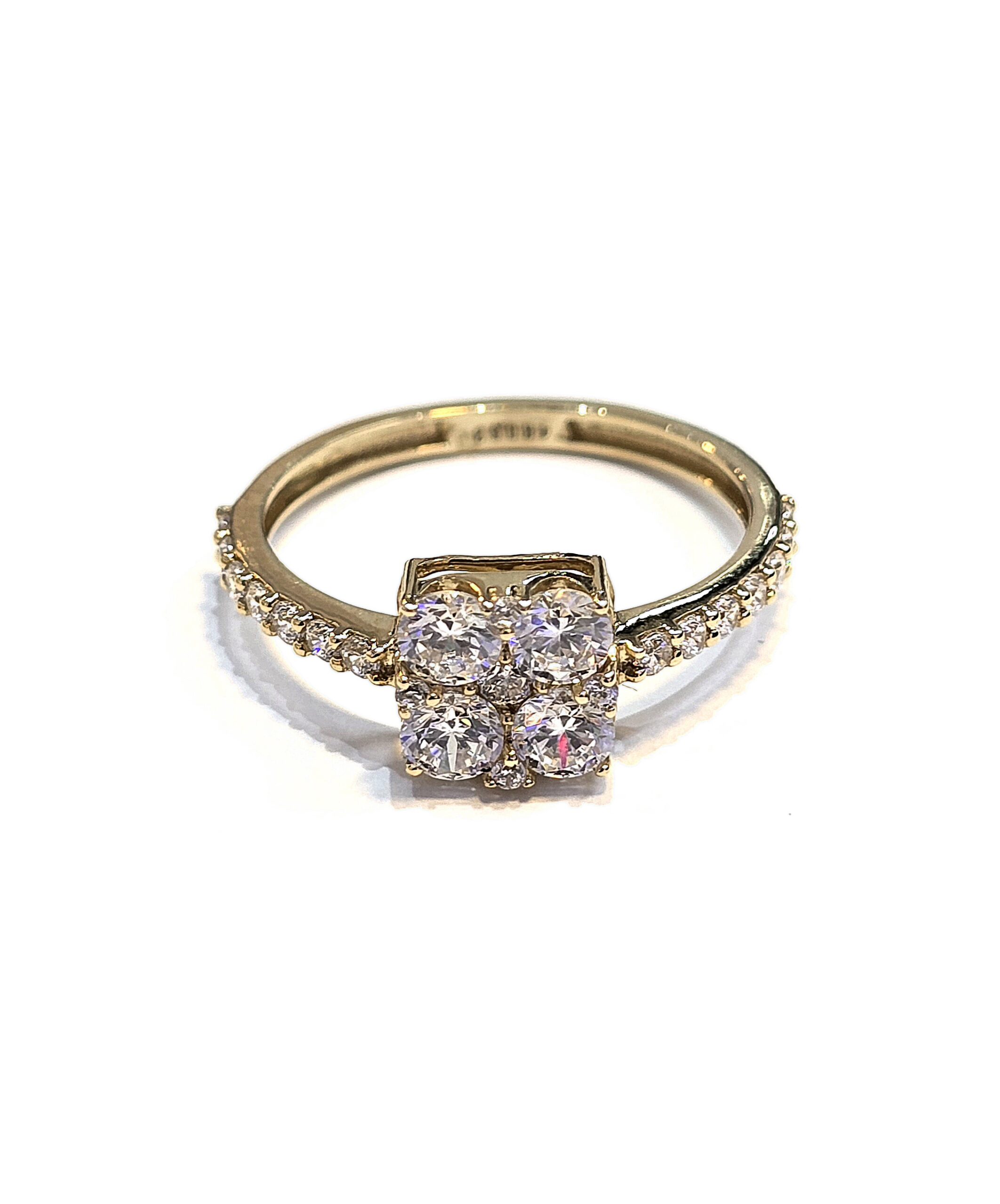 טבעת זהב 14 קראט משבצת זרקונים קולקציה חדשה GRTT878