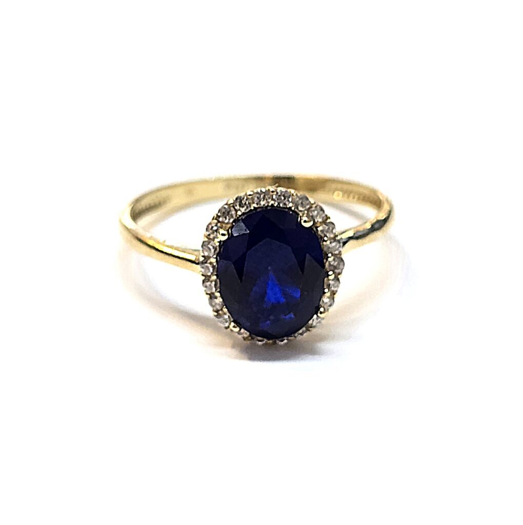 טבעת זהב 14 קראט משובצת זרקונים ואבן אמצעית קולקציה חדשה TAB13