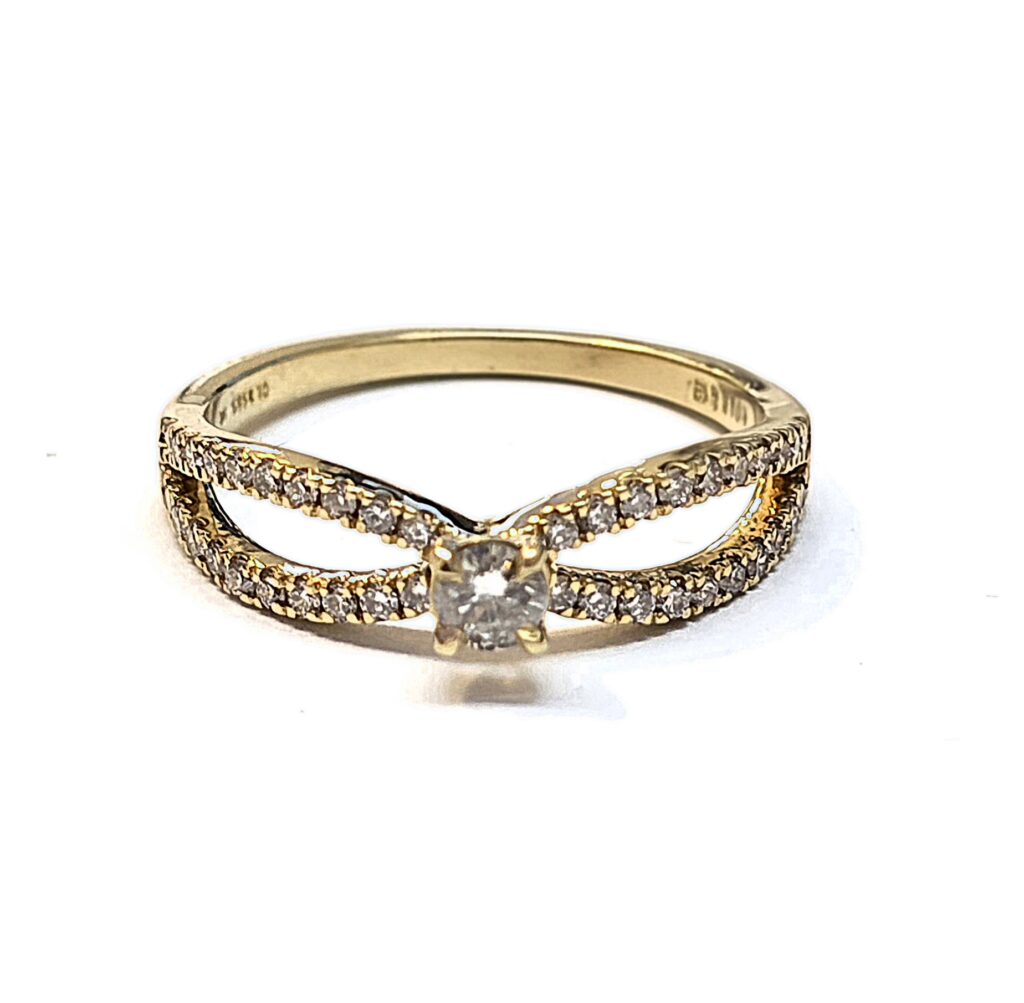 טבעת זהב 14 קראט משובצת 0.27 קראט יהלומים טבעיים קולקציה חדשה DRG7000