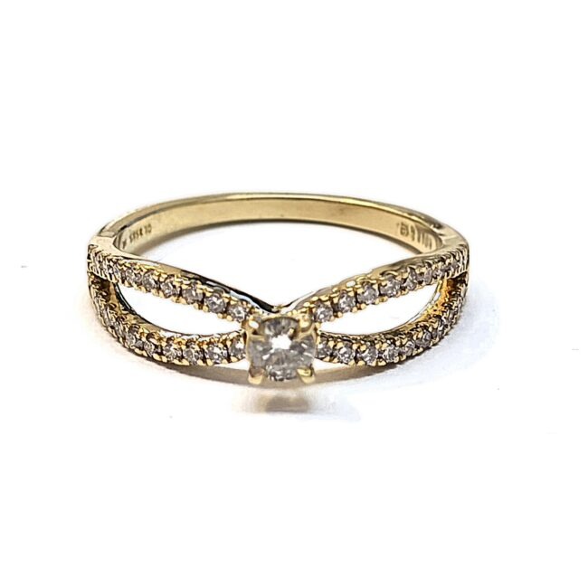 טבעת זהב 14 קראט משובצת 0.27 קראט יהלומים טבעיים קולקציה חדשה DRG7000