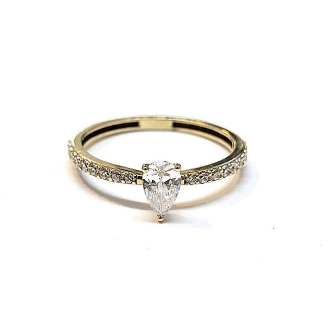 טבעת זהב 14 קראט משובצת זרקונים קולקציה חדשה TAB21