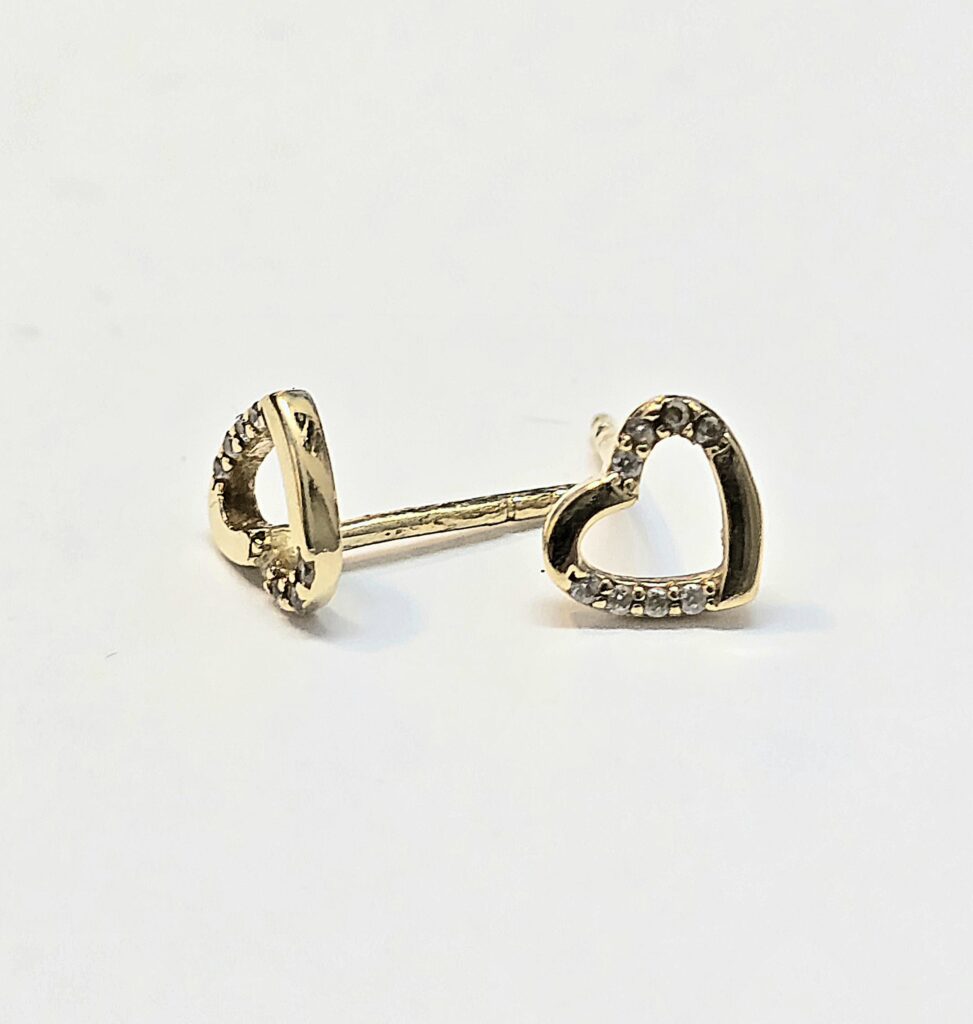 עגילי זהב 14 קראט לב קולקציה חדשה AGIL694