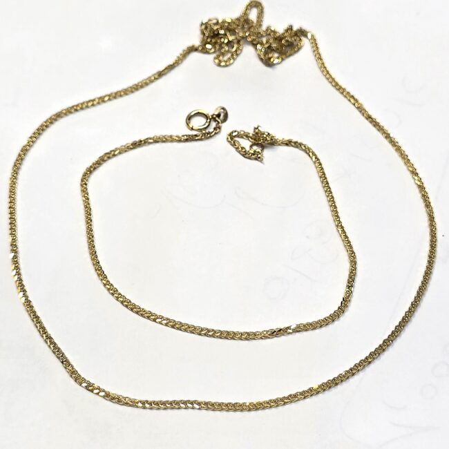 סט זהב 14 קראט עדין ספיגה שרשרת וצמיד stbh700