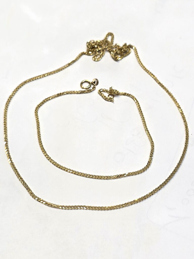 סט זהב 14 קראט עדין ספיגה שרשרת וצמיד stbh700